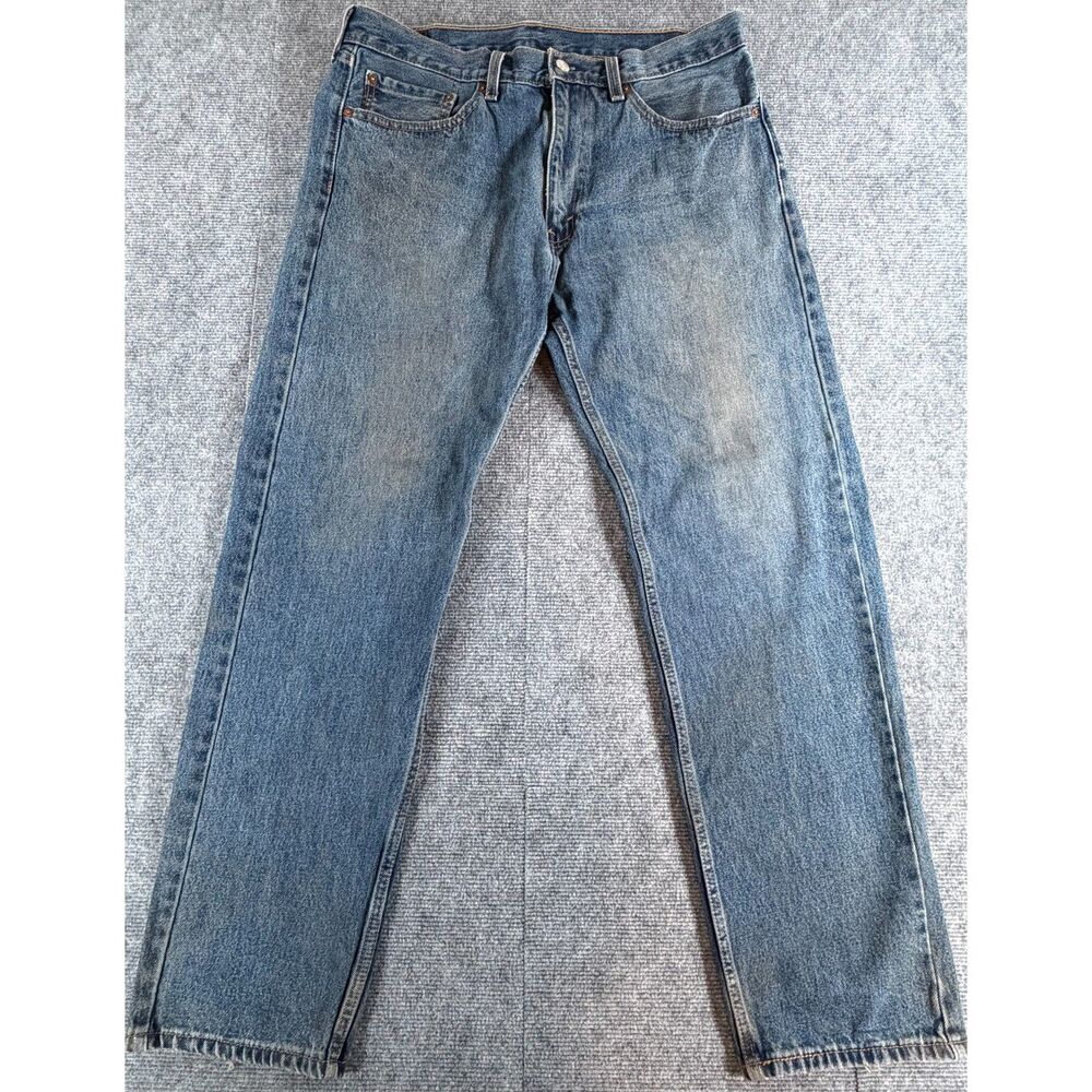 Levi's 505 Regular Fit Jeans Men's 36x32 Medium Wash Blue Denim Straight Leg